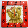 Dětské závěsné hodiny - Medvídek červený