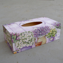 Krabice na kapesníky - Fialové květináče