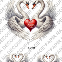 Rýžový papír A4 pro tvoření - Srdce, láska, labutě - KB0498