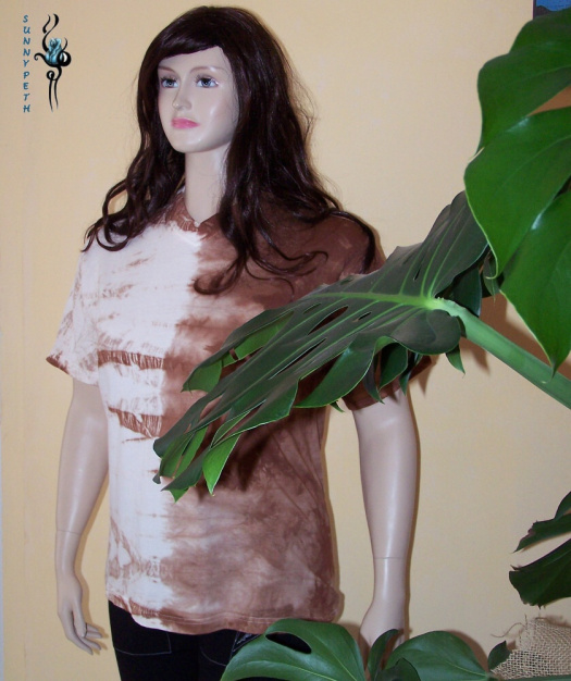 UNI batikované tričko béžovo-hnědé