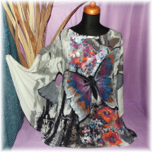 Tunika malovaná s motýlími rukávy-M,L,XL,XXL