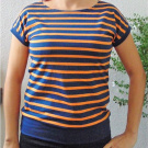 Tričko pruhy oranžová s modrou XS - XXXL