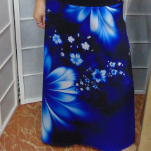 Dlouhá sukně - modré květy S - XXL