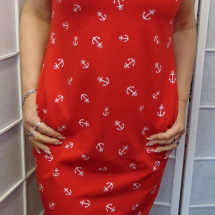 Šaty s kapsami - kotvičky na červené S - XXXL