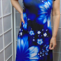 Šaty květy na modré S - XXXL