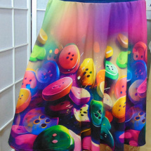 Půlkolová sukně - barevné knoflíky, velikost L/XL 