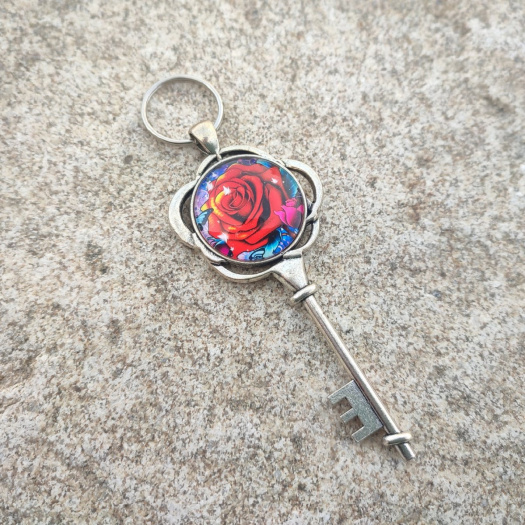 Přívěsek klíč s růží #2