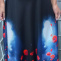 Dlouhá půlkolová sukně - vlčí máky na tmavě modré L/XL - POSLEDNÍ KUS!