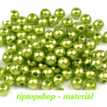 Voskované plast.perličky, sv.zelená, 4mm (200ks)