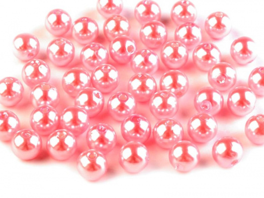 Plastové voskové korálky 8 mm (40ks) - růžová