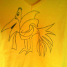 tričko s abstraktním ptákem