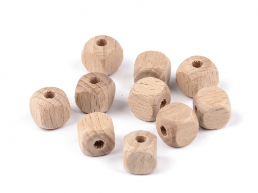 Dřevěné korálky kostka 12x12 mm (10ks)