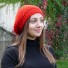 Pletený baret červený