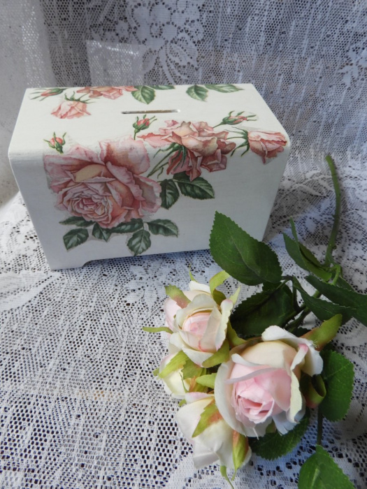 Romantická velká pokladnička svatební vintage rose