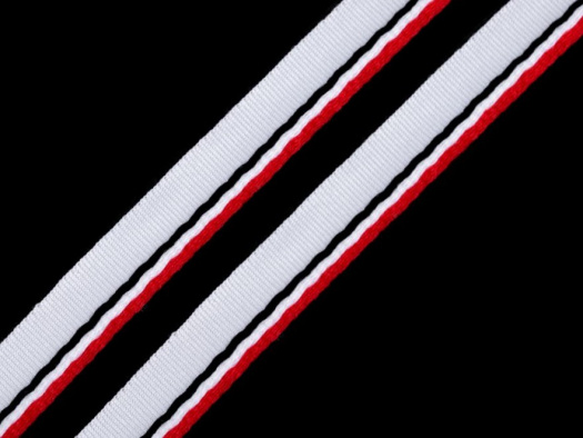 Paspulka šíře 9 mm (1m) - černo-bílo-červená
