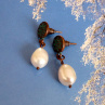 Náušnice - říční perly a kov