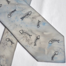 Modro-šedá kravata s rybími kostrami 11814519