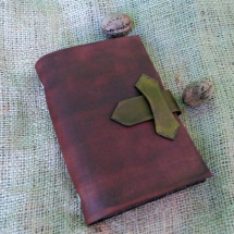 Kožený zápisník - karisblok A6,světlý ořech, oliva