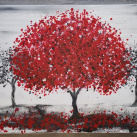 Energický obraz, červený energický strom