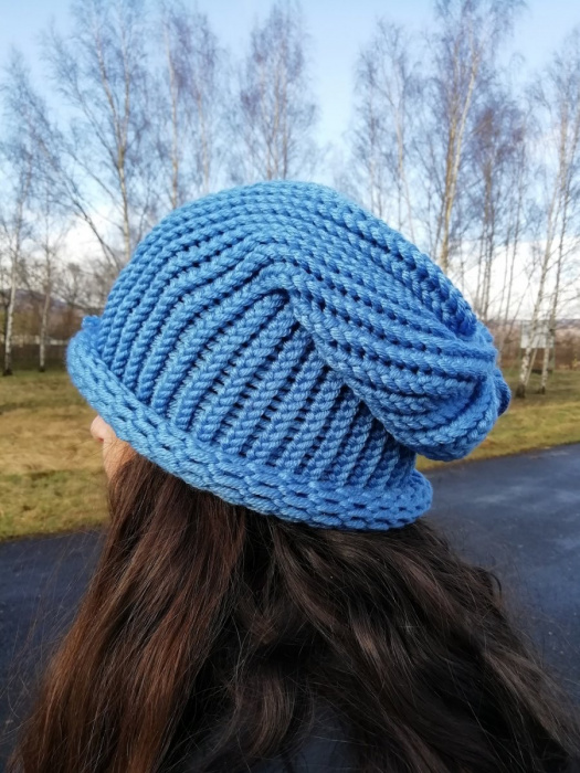 Pletená čepice 2v1 ( modrá) 