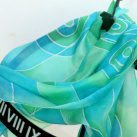 Hedvábný šátek: Kruhy modro-zelené