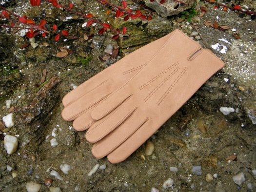 Béžové dámské kožené rukavice s hedvábnou podšívkou