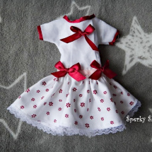 SA0136 - Letní bíločervené květinové šaty s mašličkami