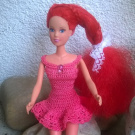 Háčkované mini šaty růžové pro Bárbie 