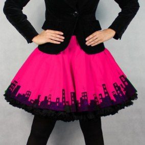 FuFu sukně pink město s černou spodničkou