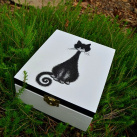 Krabička na čaj - 4 přihrádky - kočka