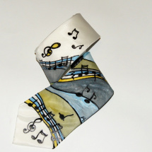 Ručně malovaná hedvábná kravata hudební II