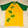 Žluto-zelené batikované triko s listy M
