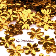Flitry, květ, Ø15mm zlatá  (100ks )
