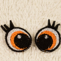 Vyšívané oči oranžové s řasami 2cm 1 pár