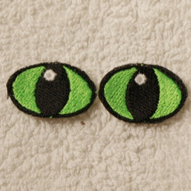 Vyšívané oči kočičí reflexní zelené 3x2cm 1 pár