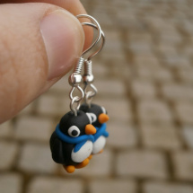 Náušnice tučňáci s modrou šálou