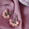 Růžové mráčky - háčkované náušnice