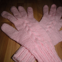 Rukavice s copánky-růžové (16-18 cm)