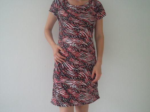Šaty dámské "zebra" vínová, řasené, vel. 38