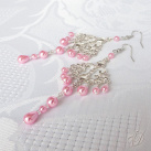 Náušnice - Růžová perla na stříbře (0004)