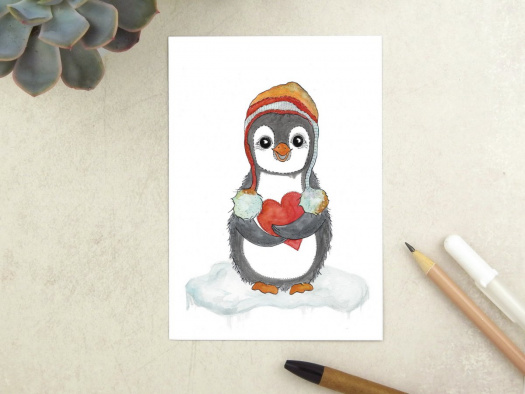 Zamilovaný tučňák - pohlednice