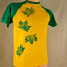 Žluto-zelené batikované triko s listy M