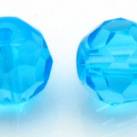 Broušený korálek 10mm, skleněný, azurově modrá, 10ks