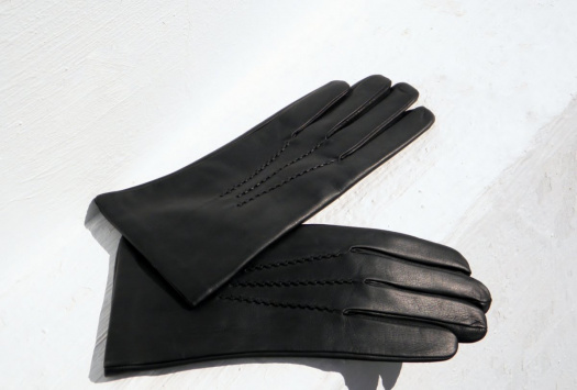 Pánské černé kožené rukavice s hedvábnou podšívkou