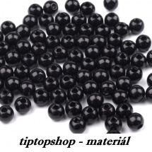 Voskované plast.perličky, černá, 4mm (70ks)