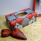 Krabice na kapesníky - Kamenná srdce