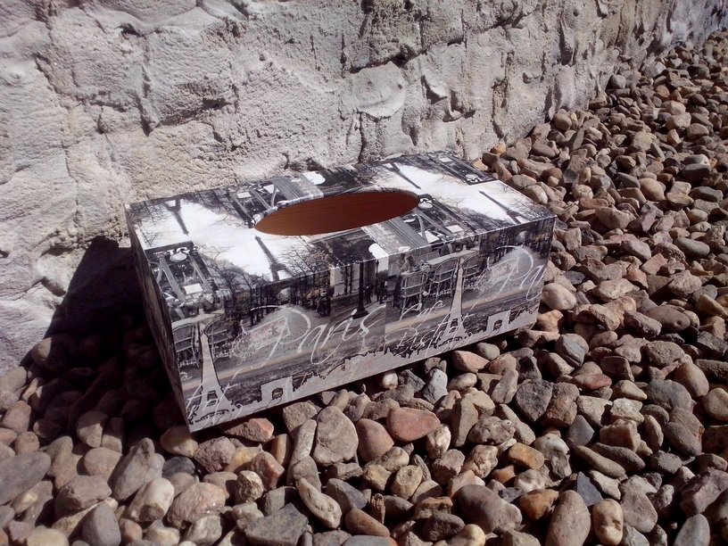 Krabice na kapesníky - Paris černobílá