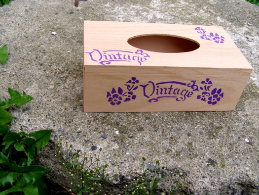 Krabice na kapesníky - překližka - Vintage fialová