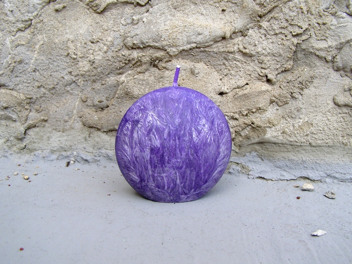 Svíčka vonná z palmového vosku - disk malý - fialová