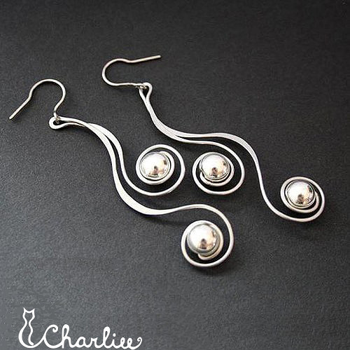 Náušnice - tepané spirály - stříbrné - hypoalergenní chirurgická ocel